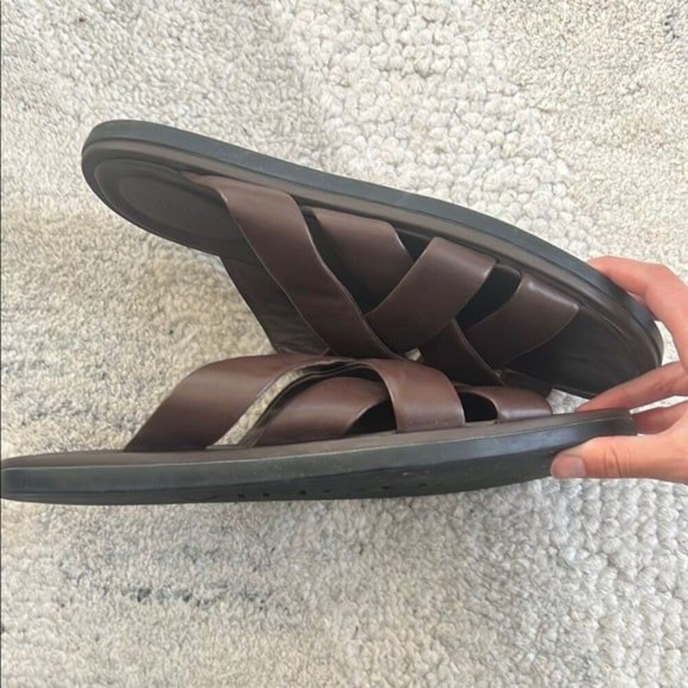 Vince Brown Leather Sandals - Picture 4 of 9